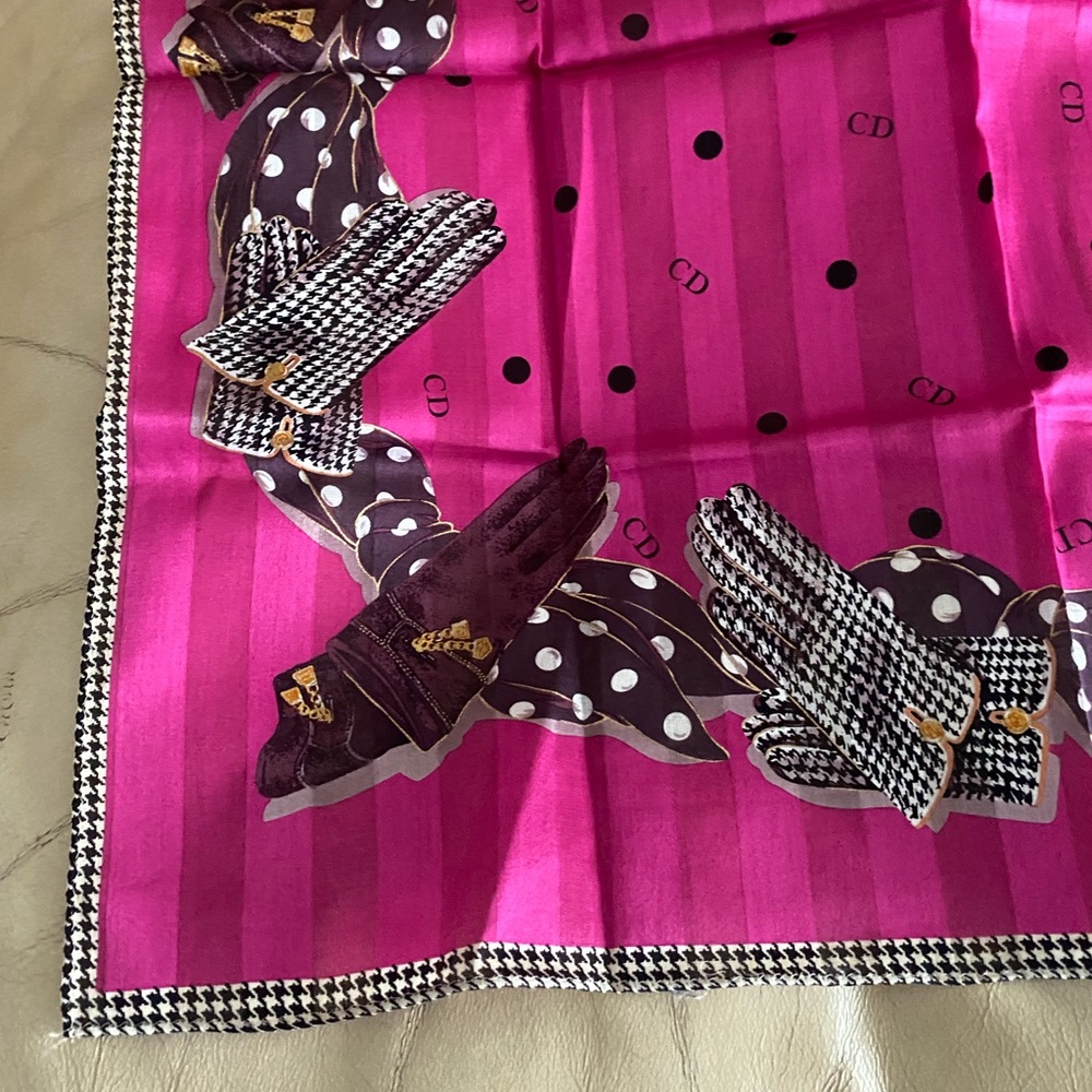 Vintage Christian DIOR Small Scarf Neck Hair Cotton Gloves NWOT - Picture 3 of 9